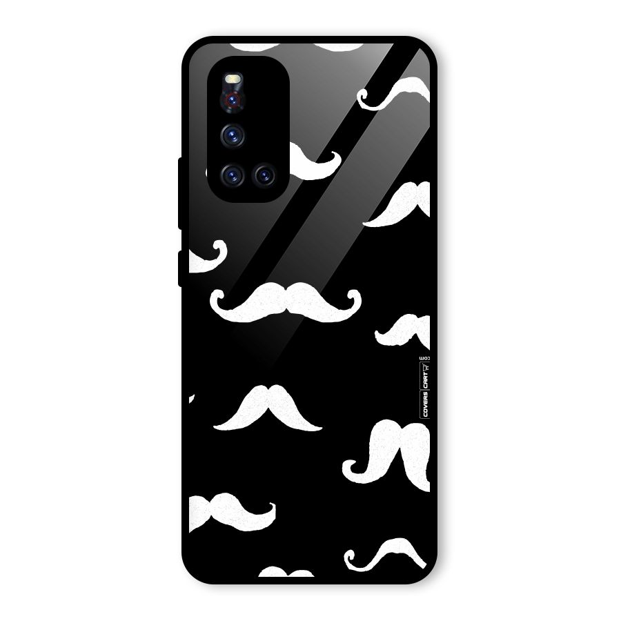 Moustache Pattern (White) Glass Back Case for Vivo V19