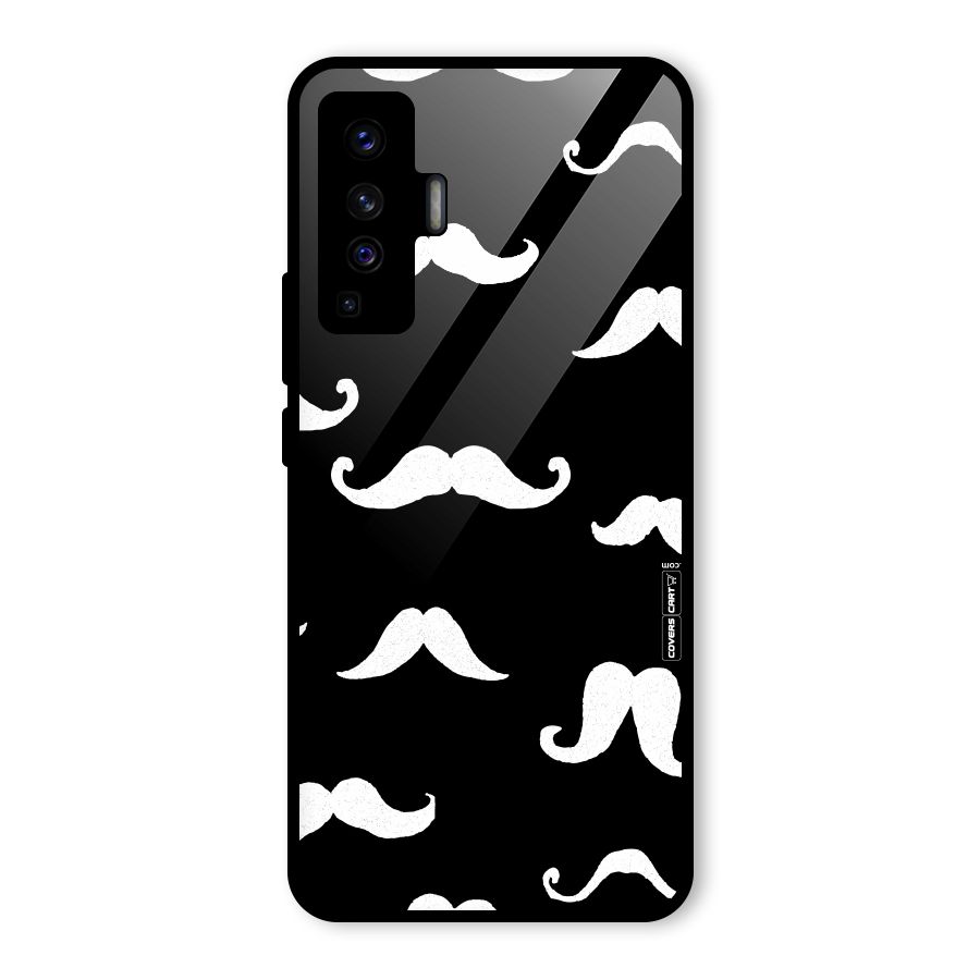 Moustache Pattern (White) Glass Back Case for Vivo X50