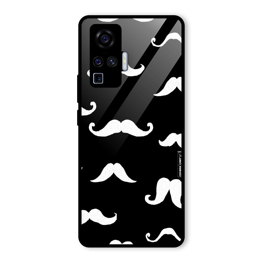 Moustache Pattern (White) Glass Back Case for Vivo X50 Pro