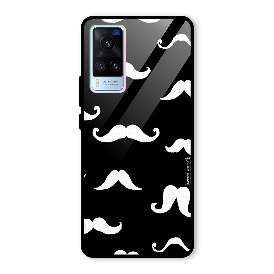 Moustache Pattern (White) Glass Back Case for Vivo X60