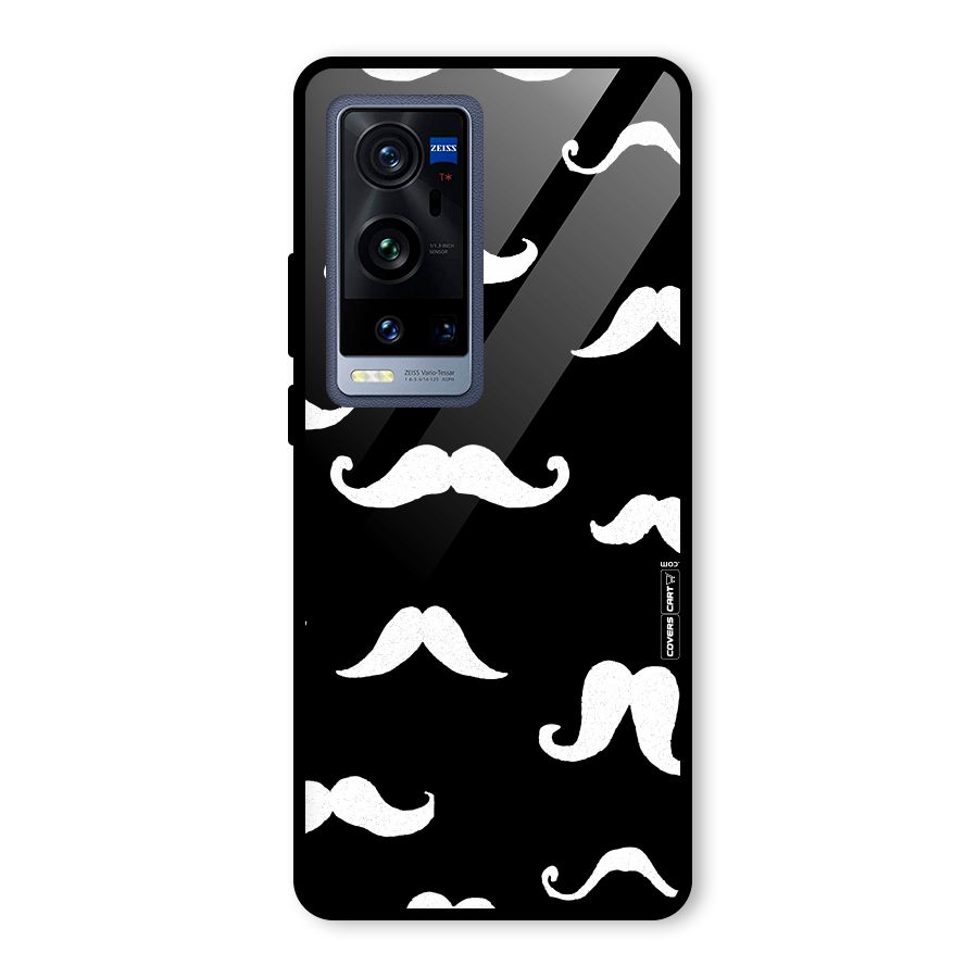 Moustache Pattern (White) Glass Back Case for Vivo X60 Pro Plus