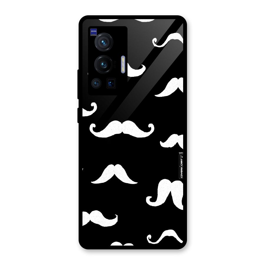 Moustache Pattern (White) Glass Back Case for Vivo X70 Pro