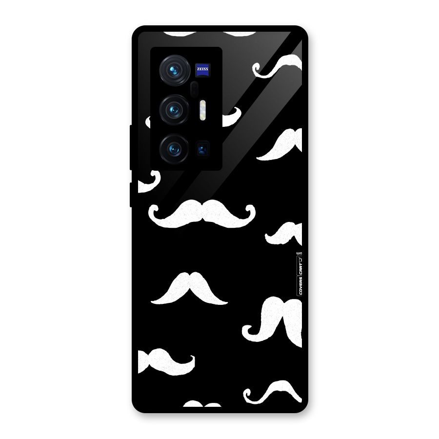 Moustache Pattern (White) Glass Back Case for Vivo X70 Pro Plus