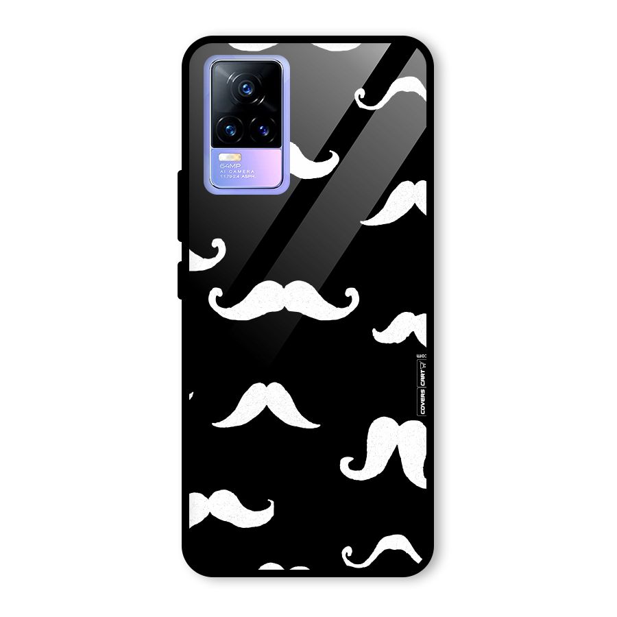 Moustache Pattern (White) Glass Back Case for Vivo Y73