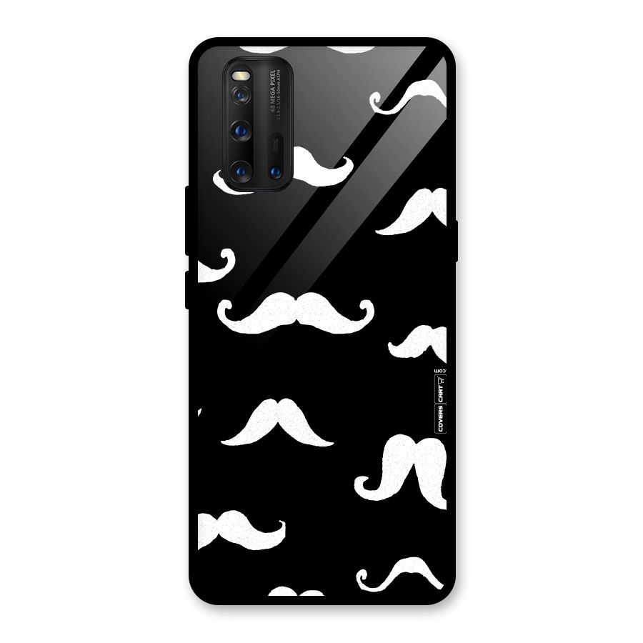 Moustache Pattern (White) Glass Back Case for Vivo iQOO 3