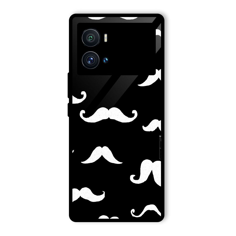 Moustache Pattern (White) Glass Back Case for Vivo iQOO 9 Pro