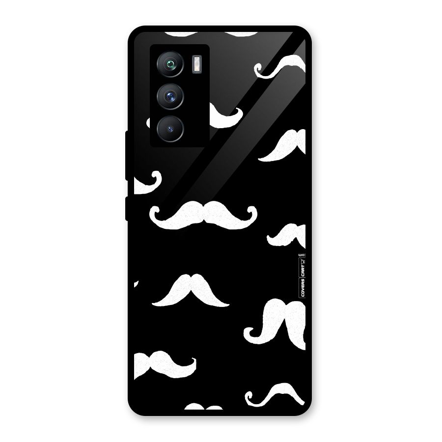 Moustache Pattern (White) Glass Back Case for Vivo iQOO 9 SE