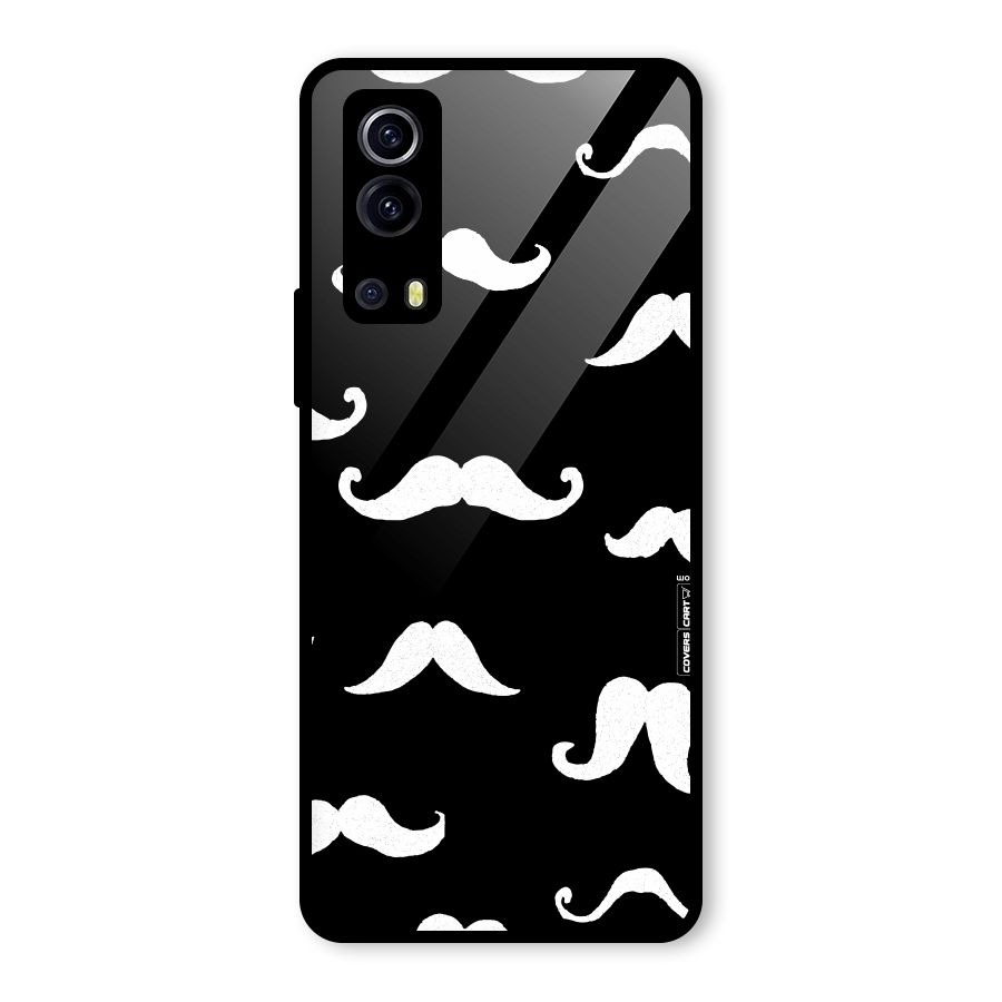 Moustache Pattern (White) Glass Back Case for Vivo iQOO Z3