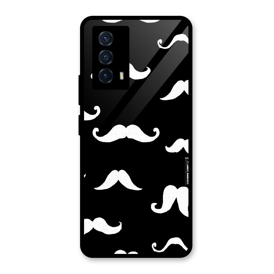 Moustache Pattern (White) Glass Back Case for Vivo iQOO Z5
