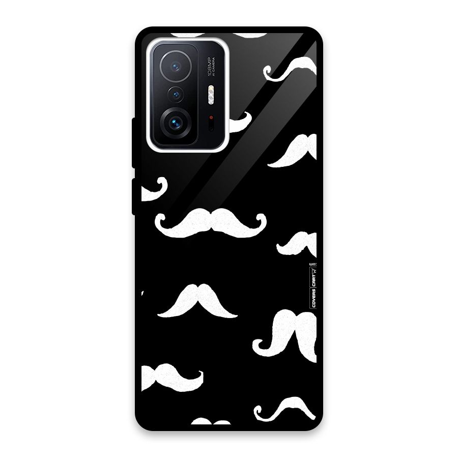 Moustache Pattern (White) Glass Back Case for Xiaomi 11T Pro