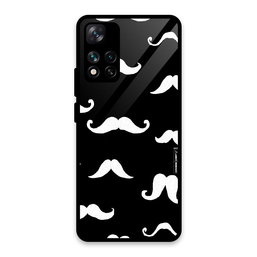 Moustache Pattern (White) Glass Back Case for Xiaomi 11i HyperCharge 5G