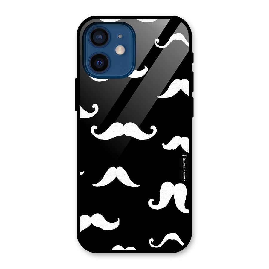 Moustache Pattern (White) Glass Back Case for iPhone 12 Mini