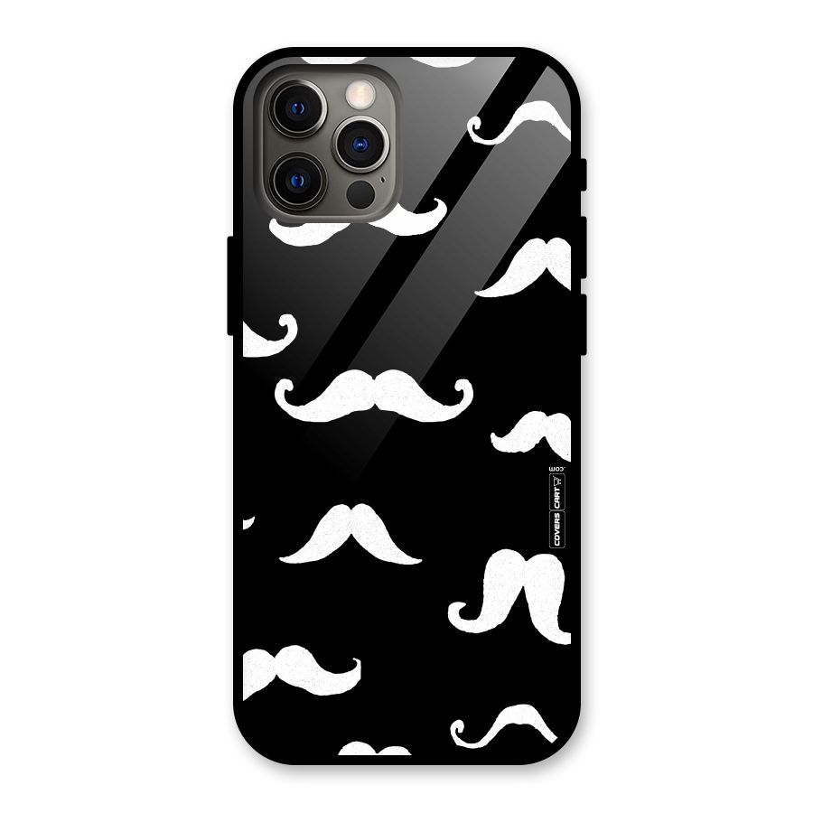 Moustache Pattern (White) Glass Back Case for iPhone 12 Pro