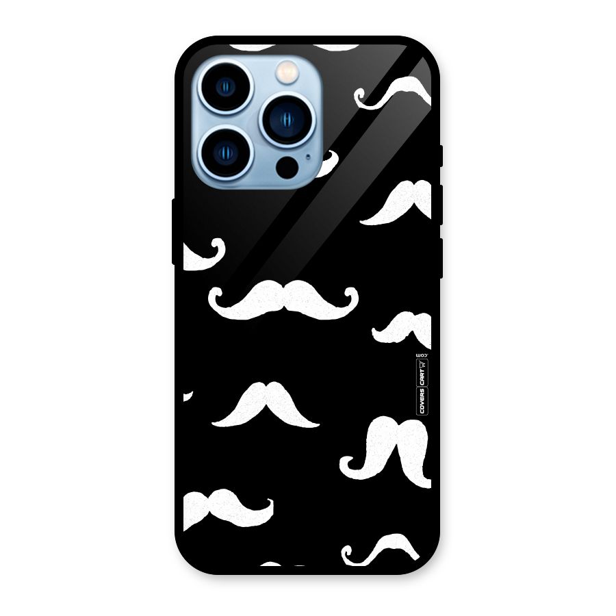 Moustache Pattern (White) Glass Back Case for iPhone 13 Pro