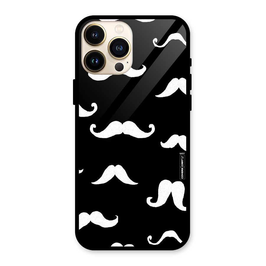 Moustache Pattern (White) Glass Back Case for iPhone 13 Pro Max
