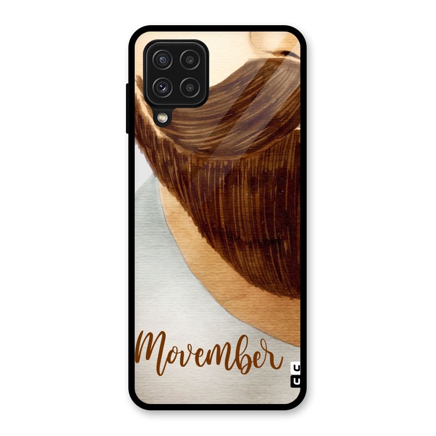 Movember Moustache Glass Back Case for Galaxy A22 4G