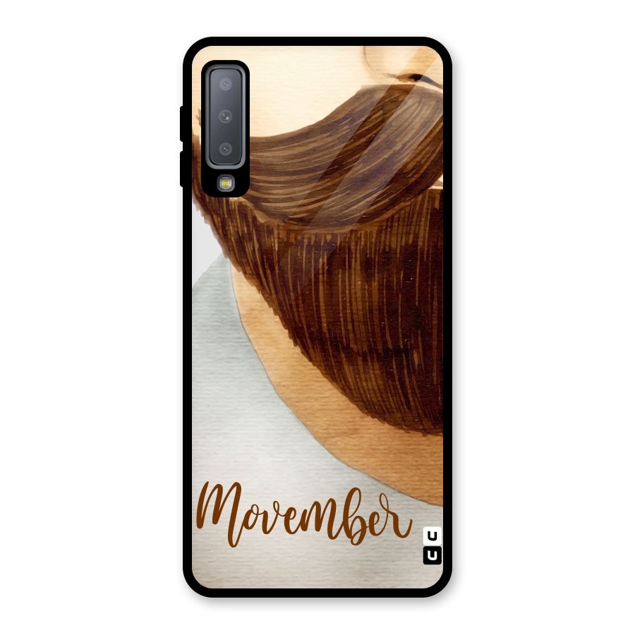 Movember Moustache Glass Back Case for Galaxy A7 (2018)