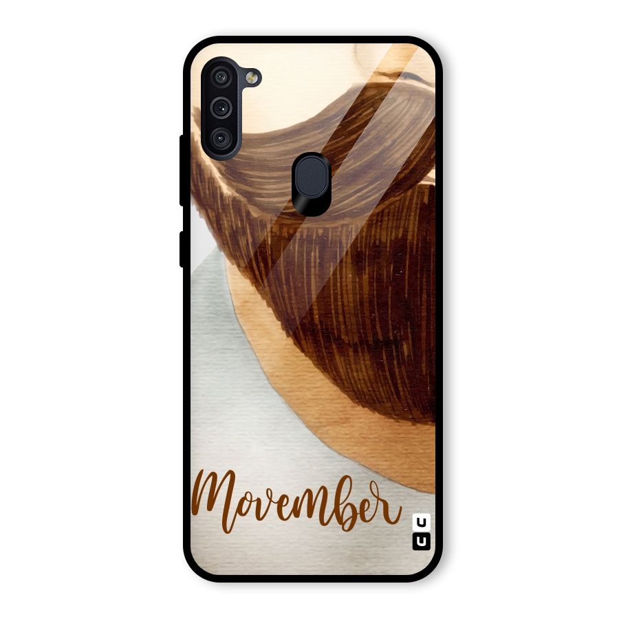 Movember Moustache Glass Back Case for Galaxy M11