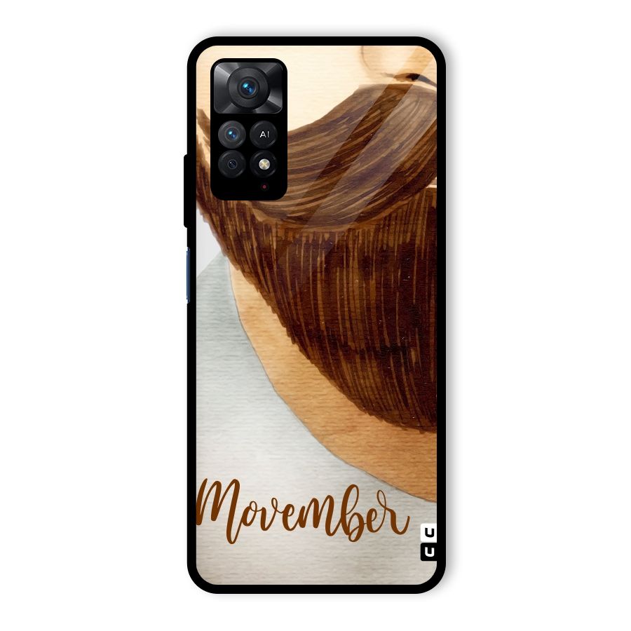 Movember Moustache Glass Back Case for Redmi Note 11 Pro Plus 5G