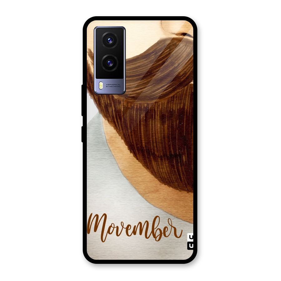 Movember Moustache Glass Back Case for Vivo V21e 5G