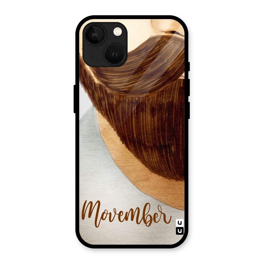 Movember Moustache Glass Back Case for iPhone 13