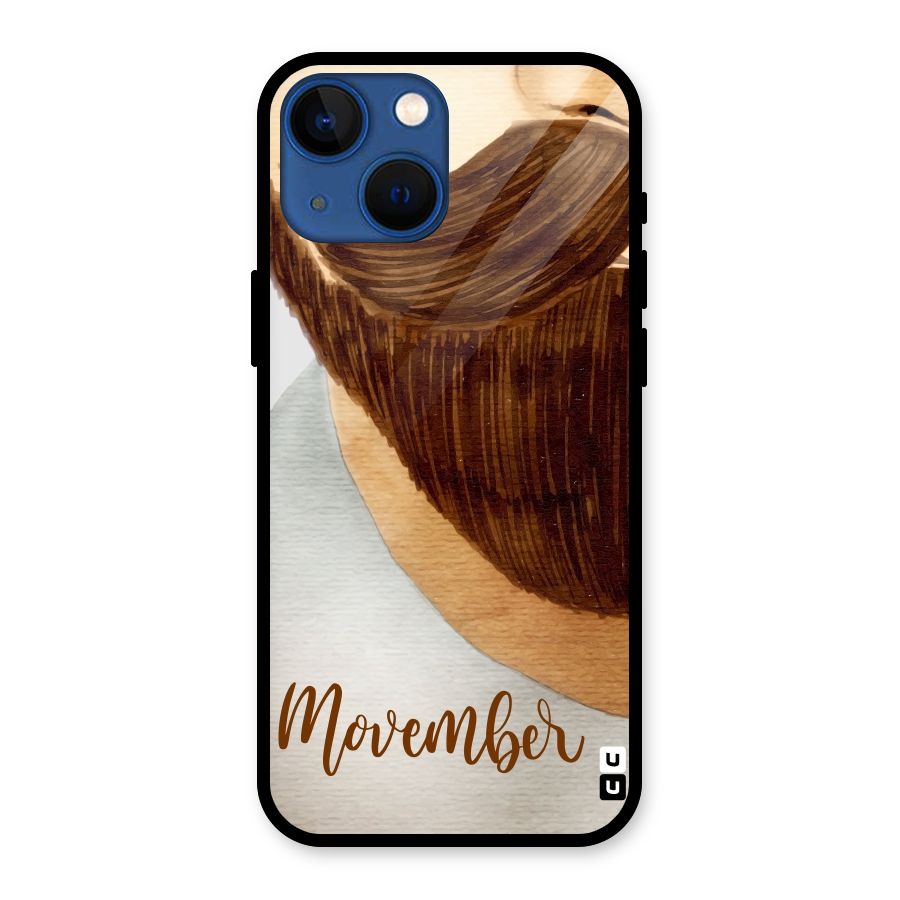 Movember Moustache Glass Back Case for iPhone 13 Mini