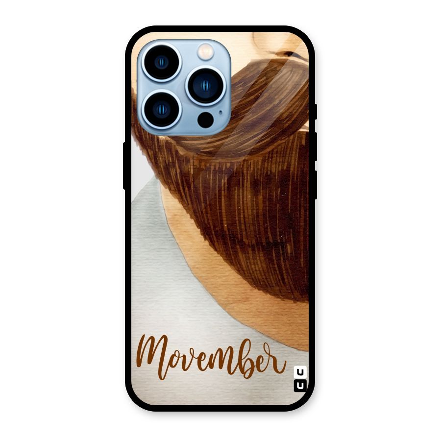Movember Moustache Glass Back Case for iPhone 13 Pro