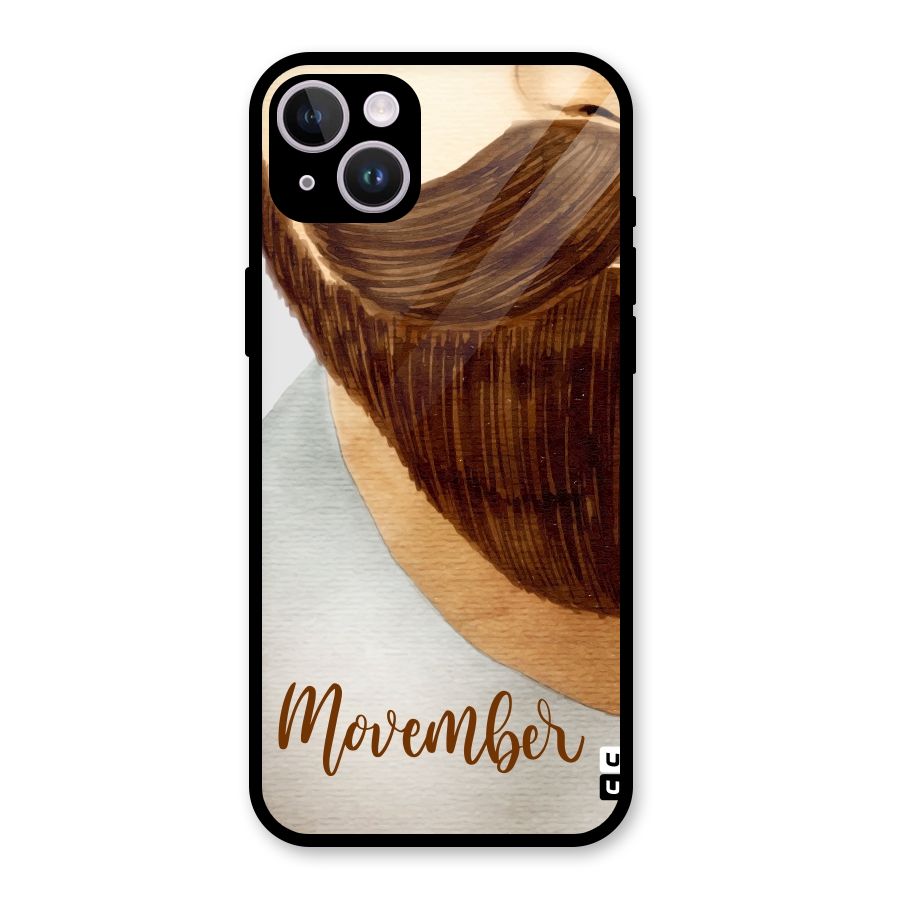 Movember Moustache Glass Back Case for iPhone 14 Plus