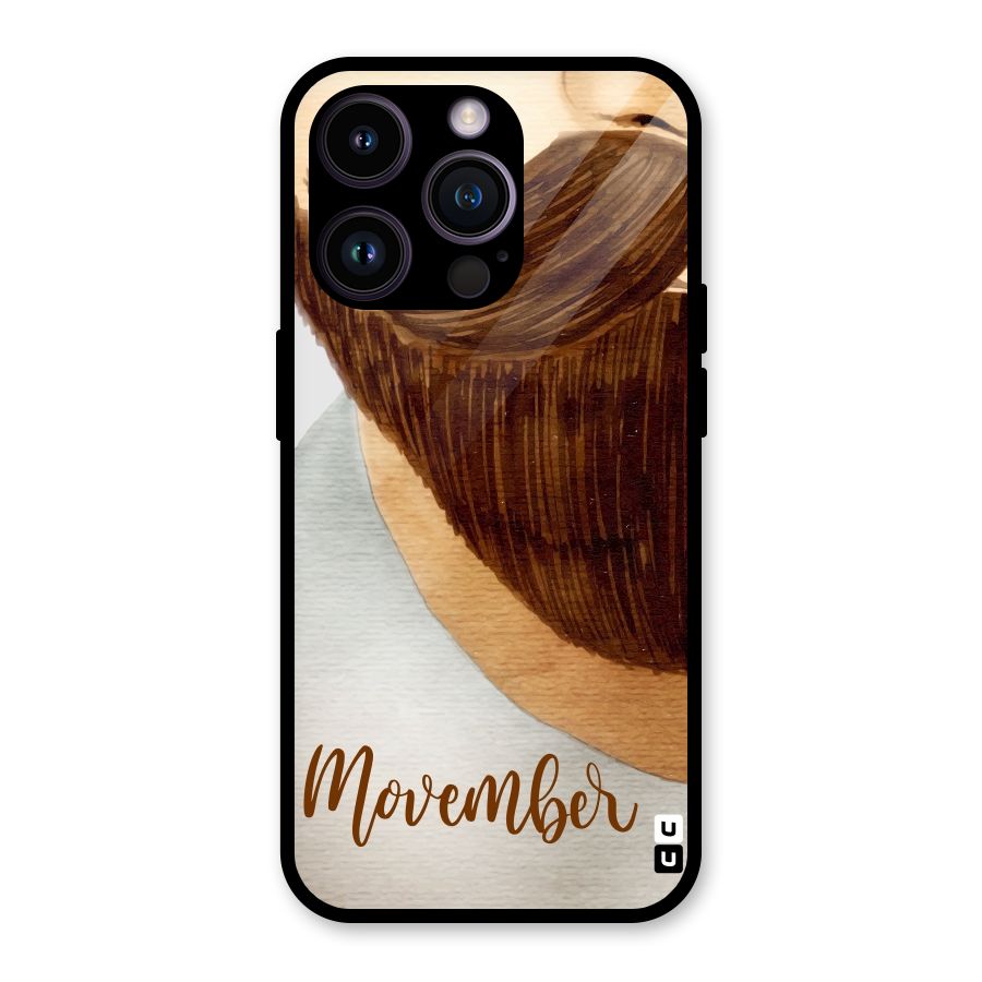 Movember Moustache Glass Back Case for iPhone 14 Pro