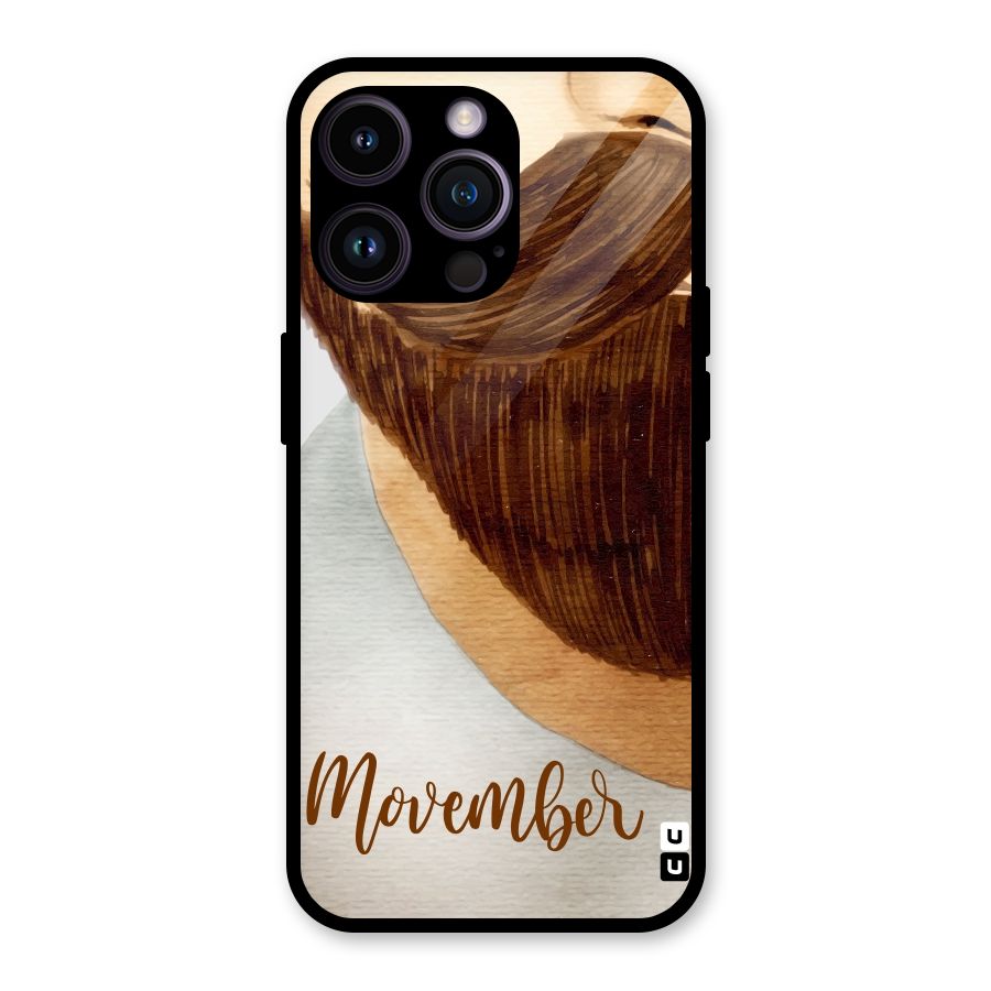 Movember Moustache Glass Back Case for iPhone 14 Pro Max