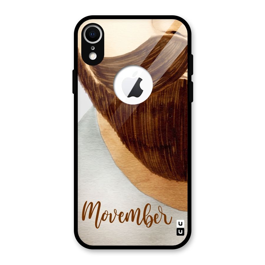 Movember Moustache Glass Back Case for iPhone XR Logo Cut