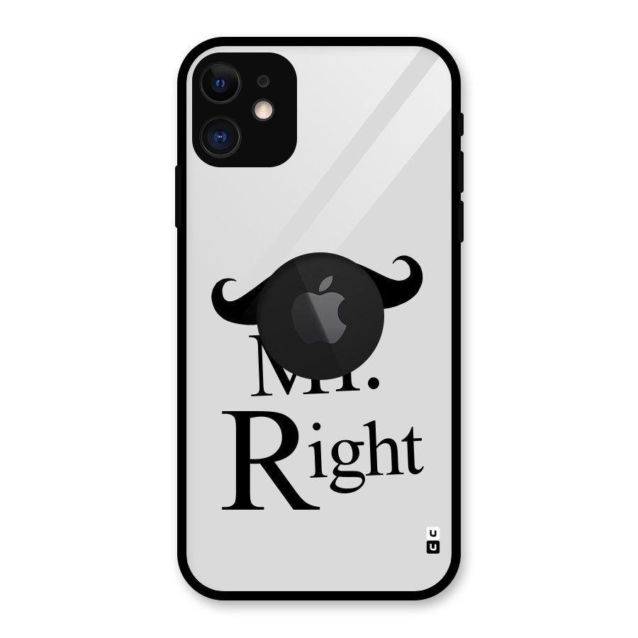Mr. Right. Glass Back Case for iPhone 11 Logo Cut