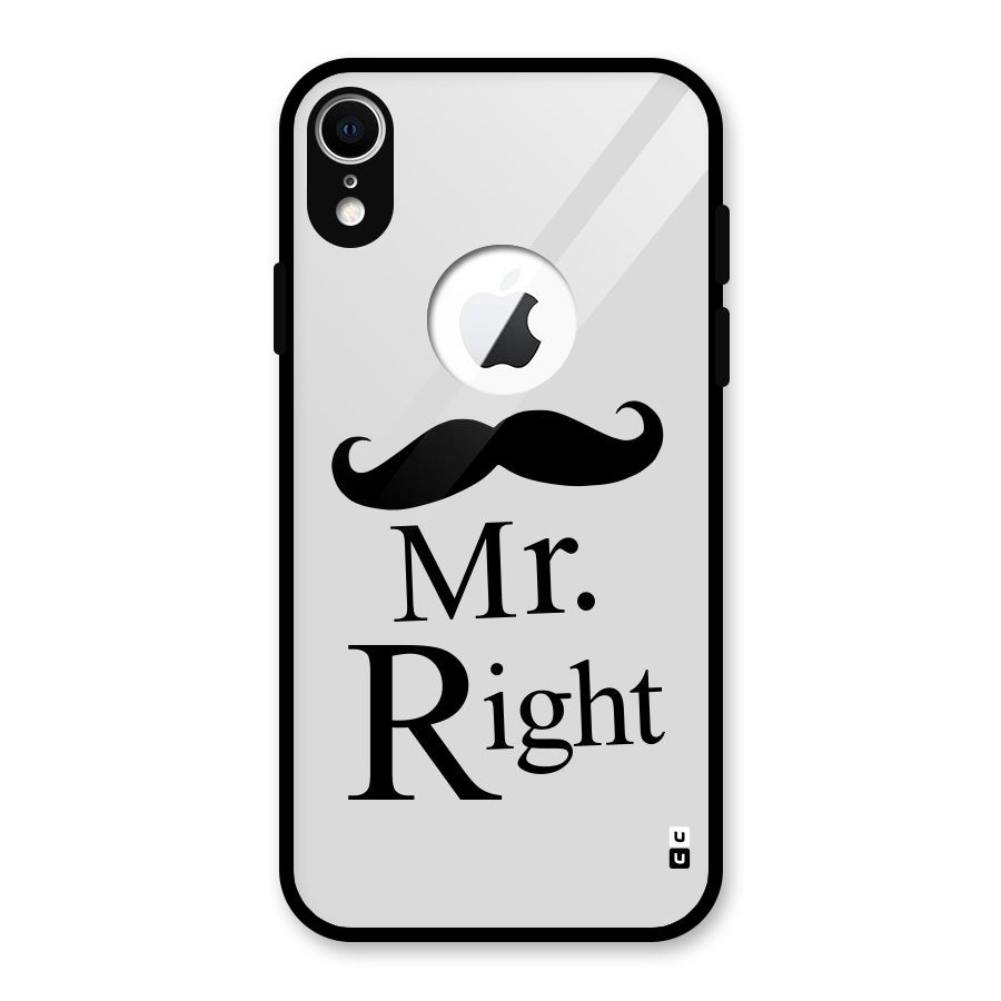 Mr. Right. Glass Back Case for iPhone XR Logo Cut