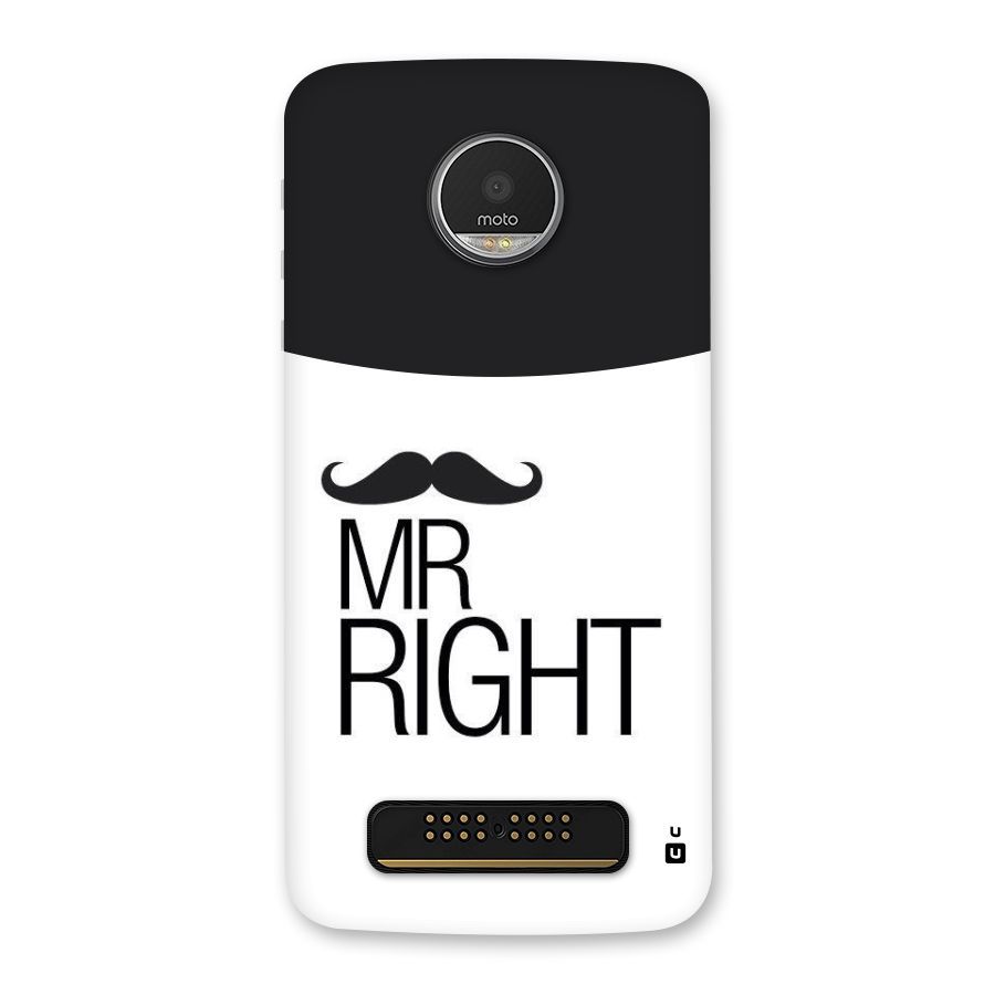Mr. Right Moustache Back Case for Moto Z Play