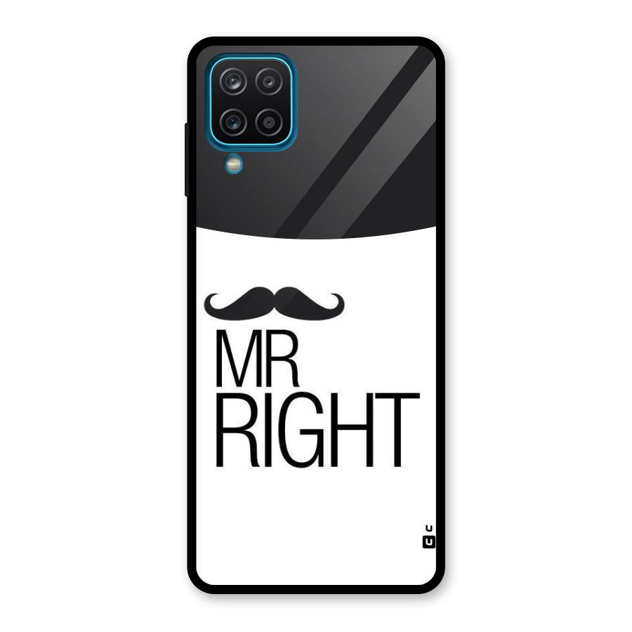 Mr. Right Moustache Glass Back Case for Galaxy A12