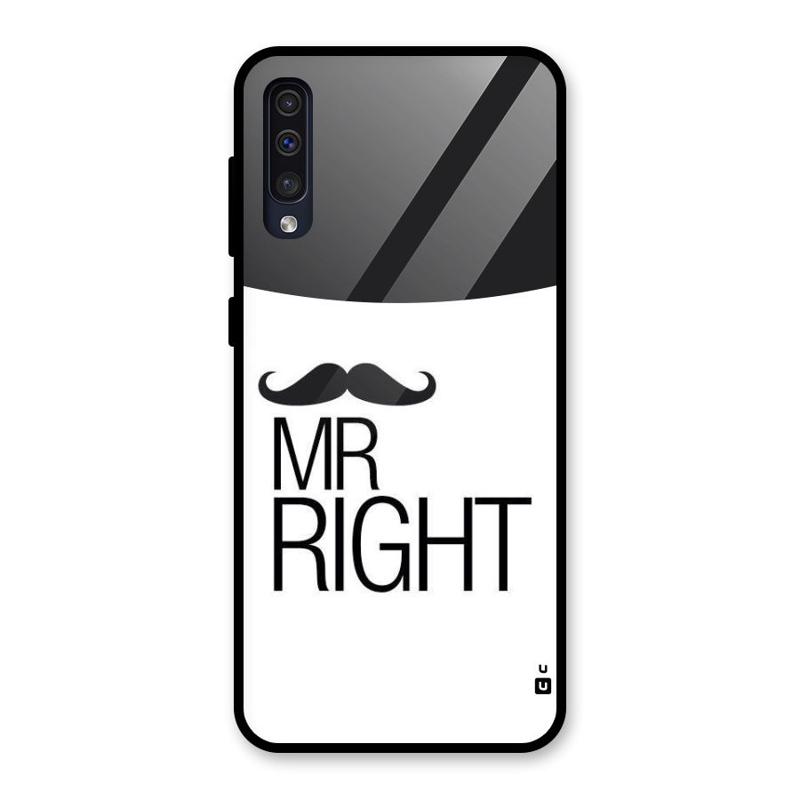 Mr. Right Moustache Glass Back Case for Galaxy A50