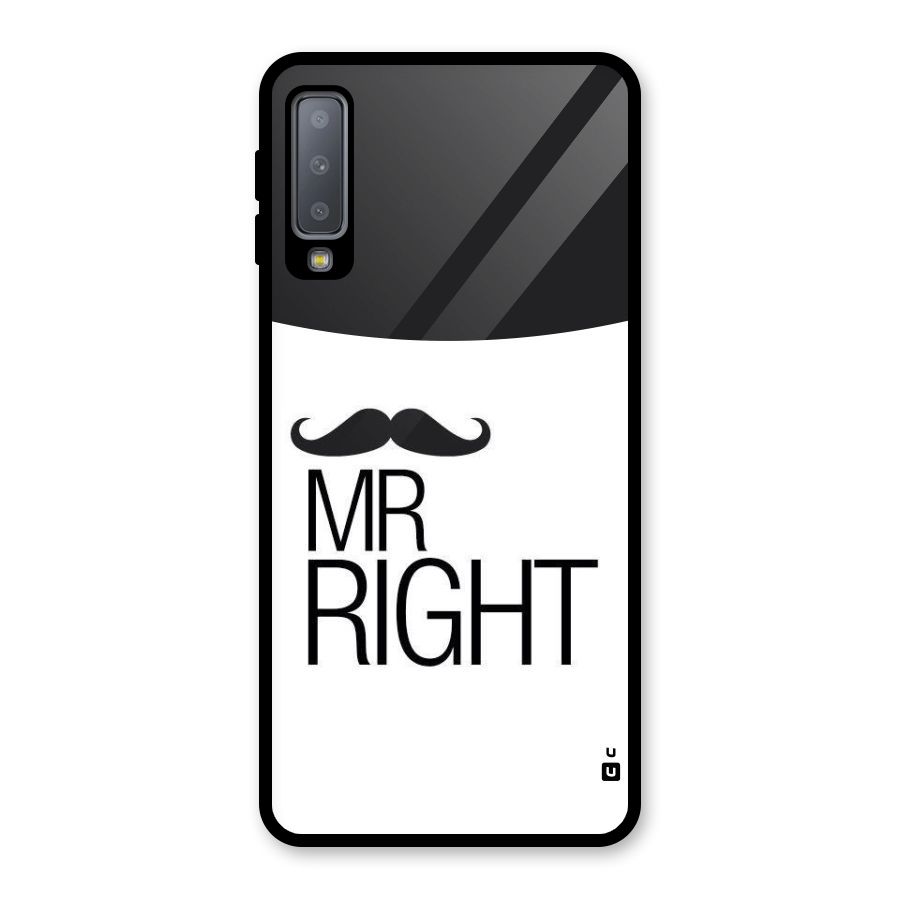 Mr. Right Moustache Glass Back Case for Galaxy A7 (2018)