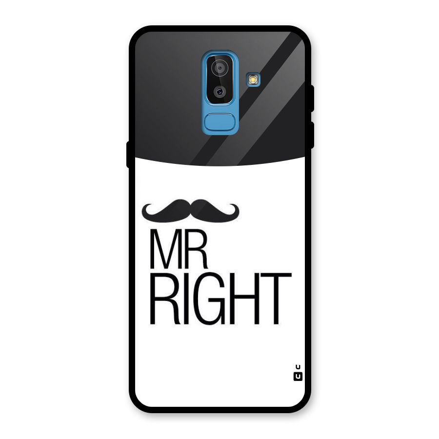 Mr. Right Moustache Glass Back Case for Galaxy J8
