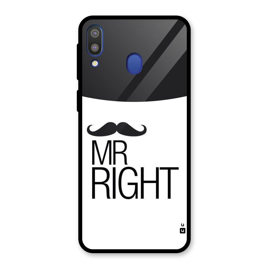 Mr. Right Moustache Glass Back Case for Galaxy M20