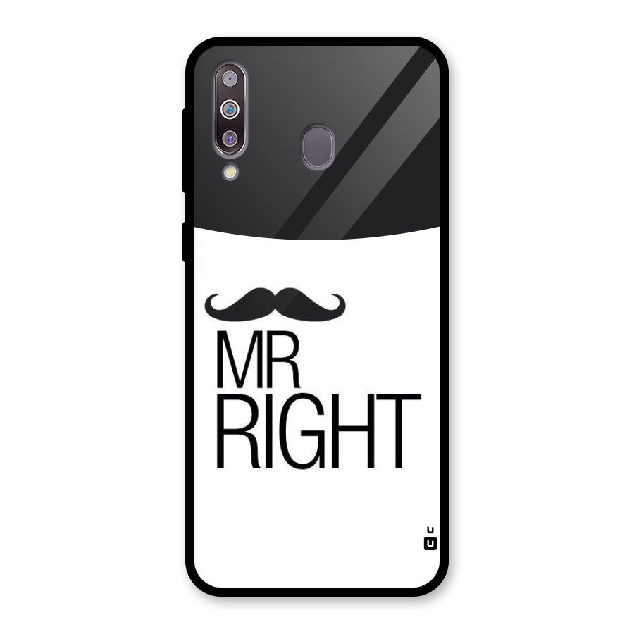 Mr. Right Moustache Glass Back Case for Galaxy M30