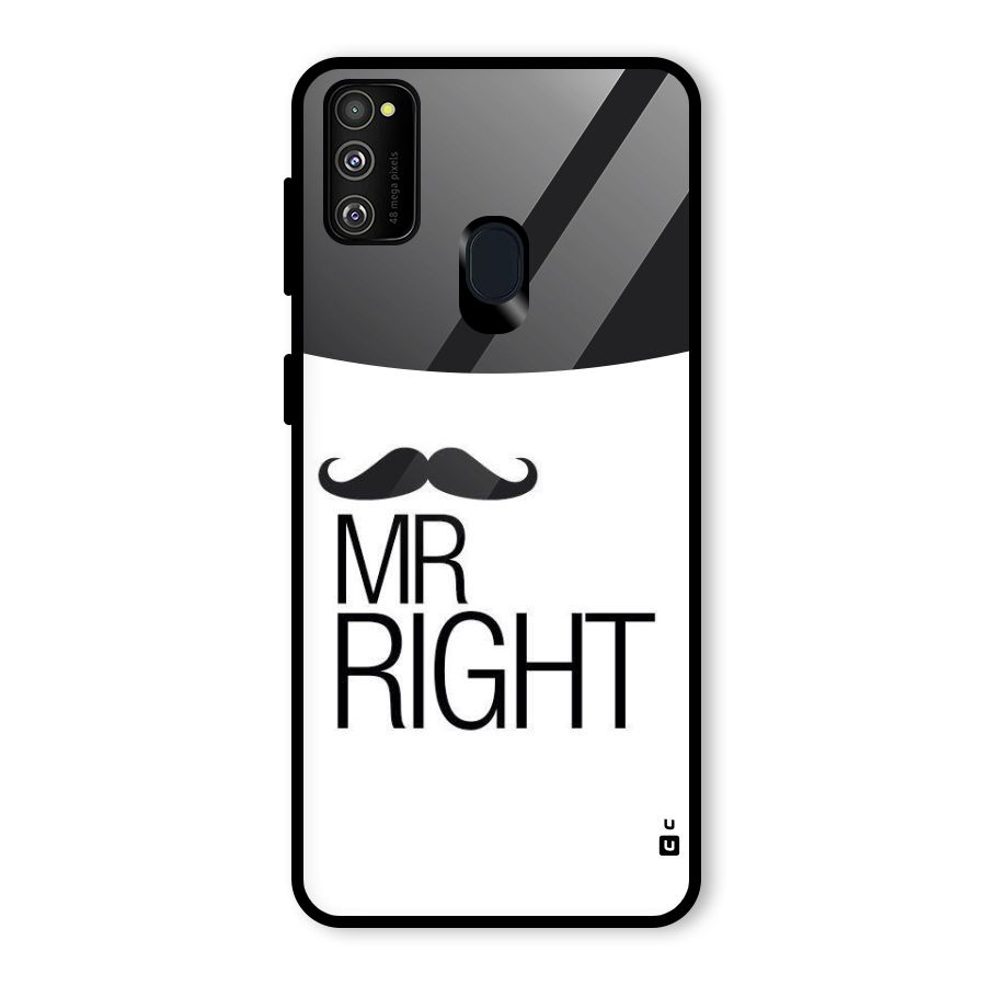 Mr. Right Moustache Glass Back Case for Galaxy M30s