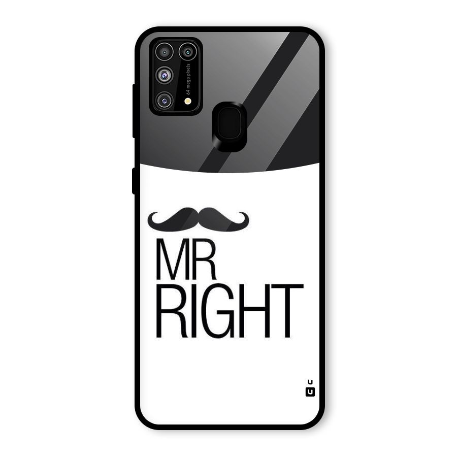 Mr. Right Moustache Glass Back Case for Galaxy M31