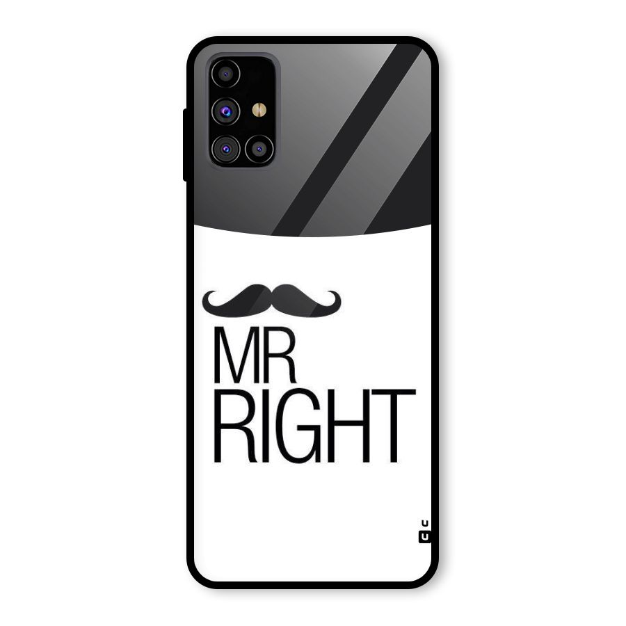 Mr. Right Moustache Glass Back Case for Galaxy M31s