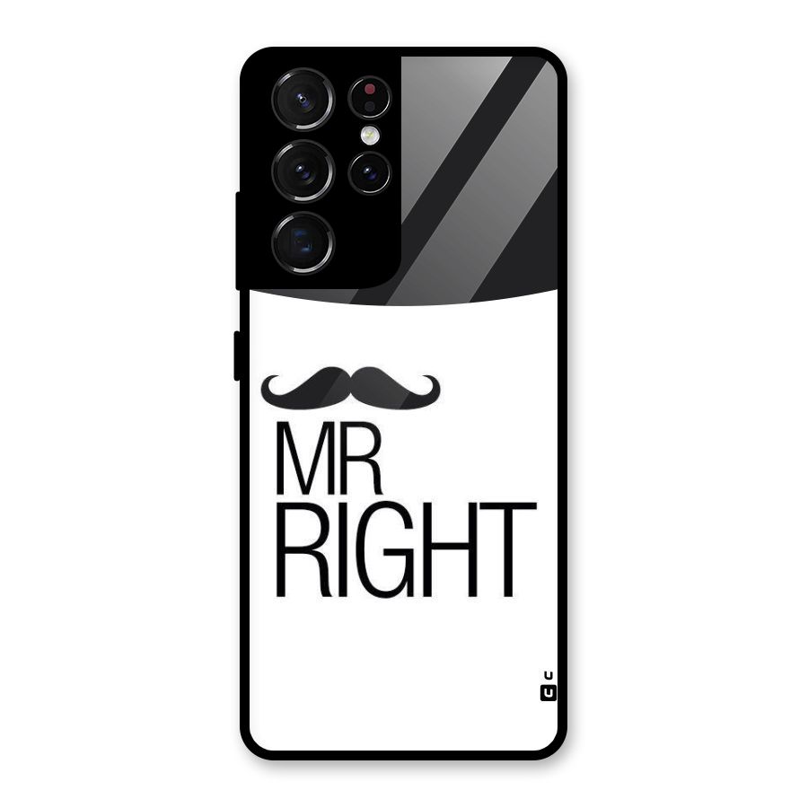 Mr. Right Moustache Glass Back Case for Galaxy S21 Ultra 5G