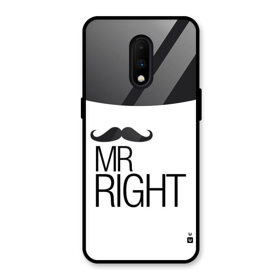 Mr. Right Moustache Glass Back Case for OnePlus 7