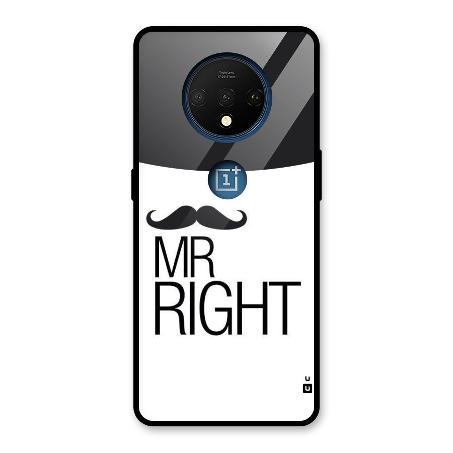 Mr. Right Moustache Glass Back Case for OnePlus 7T