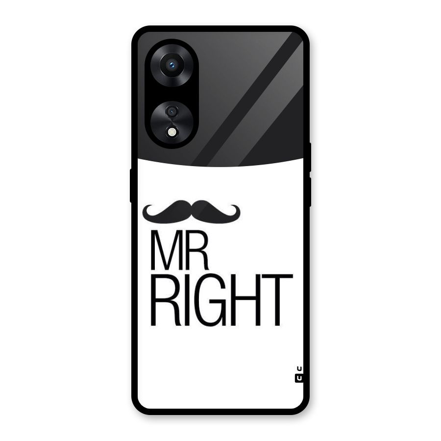 Mr. Right Moustache Glass Back Case for Oppo A78
