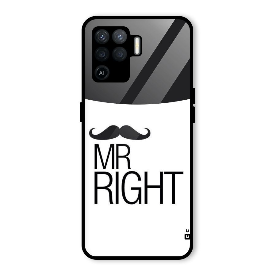 Mr. Right Moustache Glass Back Case for Oppo F19 Pro