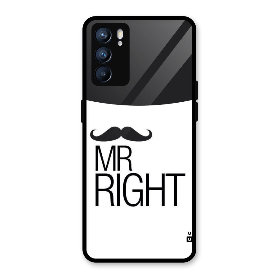 Mr. Right Moustache Glass Back Case for Oppo Reno6 5G