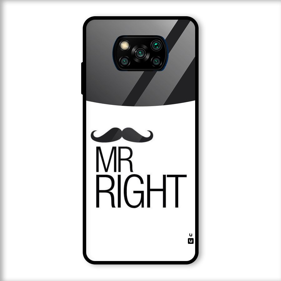 Mr. Right Moustache Glass Back Case for Poco X3